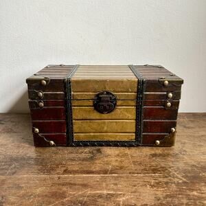 Vintage Decorative Brass and Wooden Box | Dark Academia Cottagecore Farmhouse